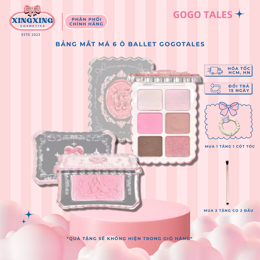 [MUA 2 TẶNG CỌ] GOGOTALES Bảng Phấn Mắt má GogoTales 6 Ô Gogotales Ballet Coquette Sweet Pink Ballet XINGXINGCOSMETICS