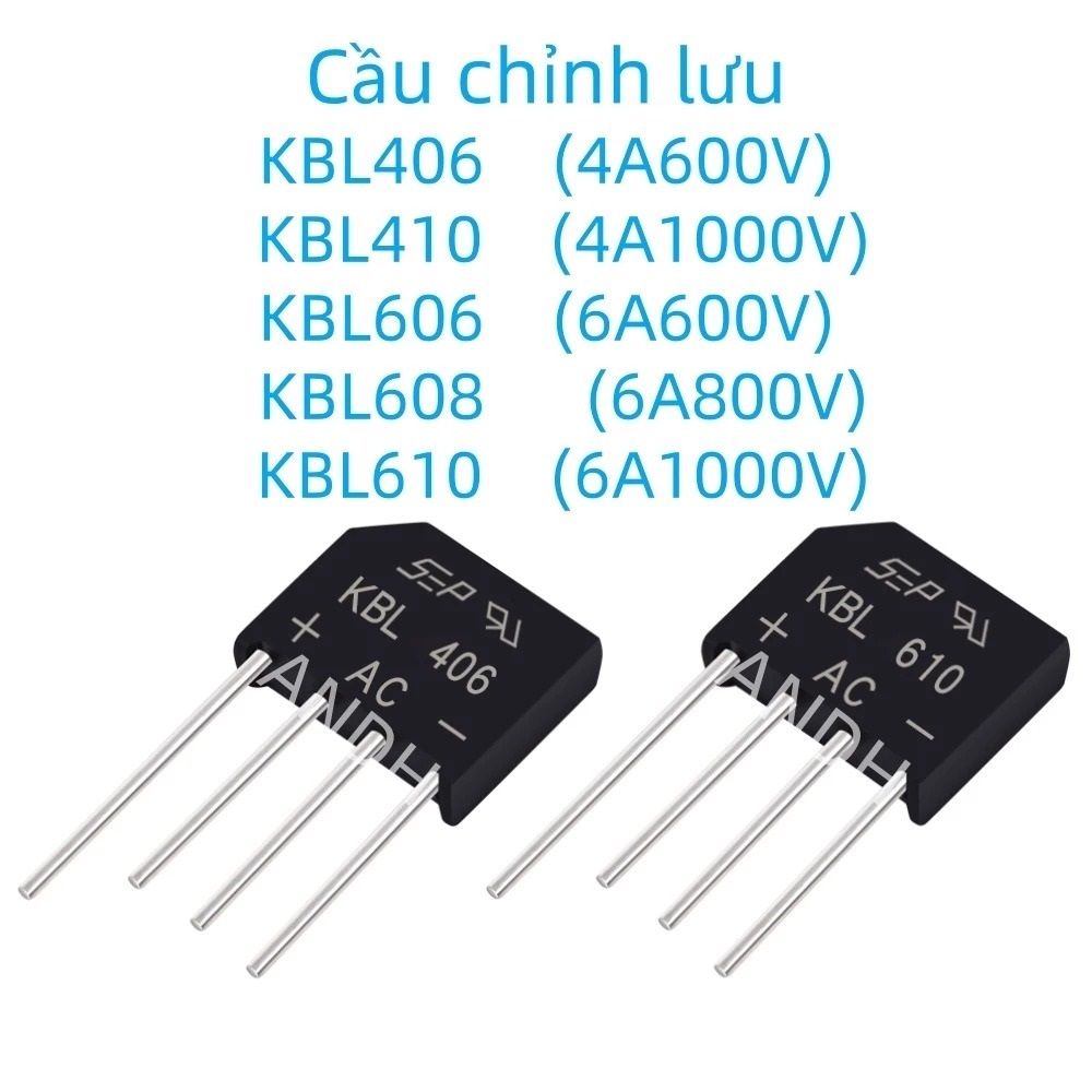Diode Cầu, Cầu Chỉnh Lưu KBL310 KBL406 KBL410 KBL606  KBL608 KBL610 DIP-4 - Các Loại