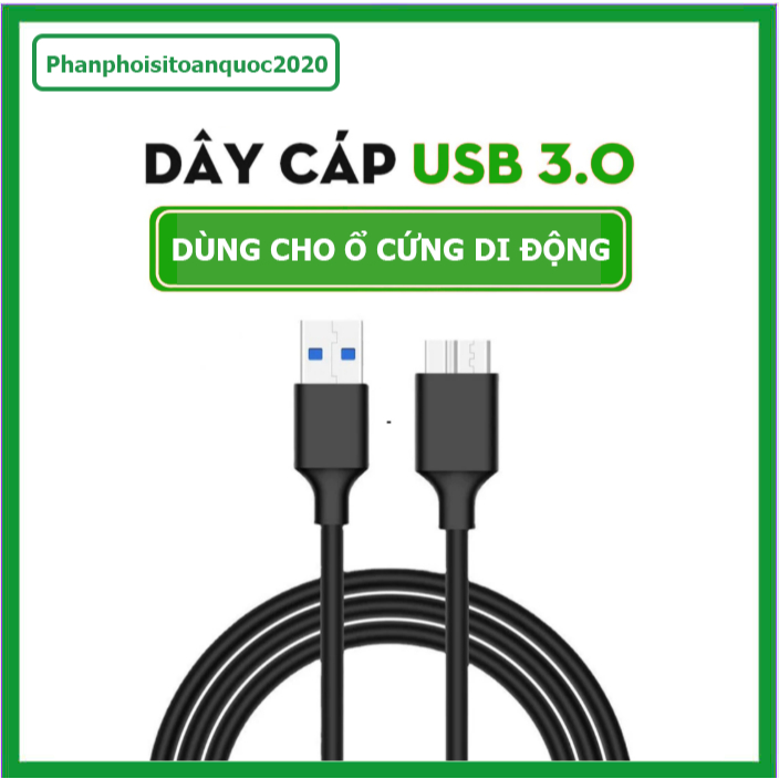 Cáp USB 3.0 Dùng Cho Ổ Cứng Di Động 2.5" HDD Di Động USB 3.0 - Tốc Độ Cao, Kết Nối Ổn Định