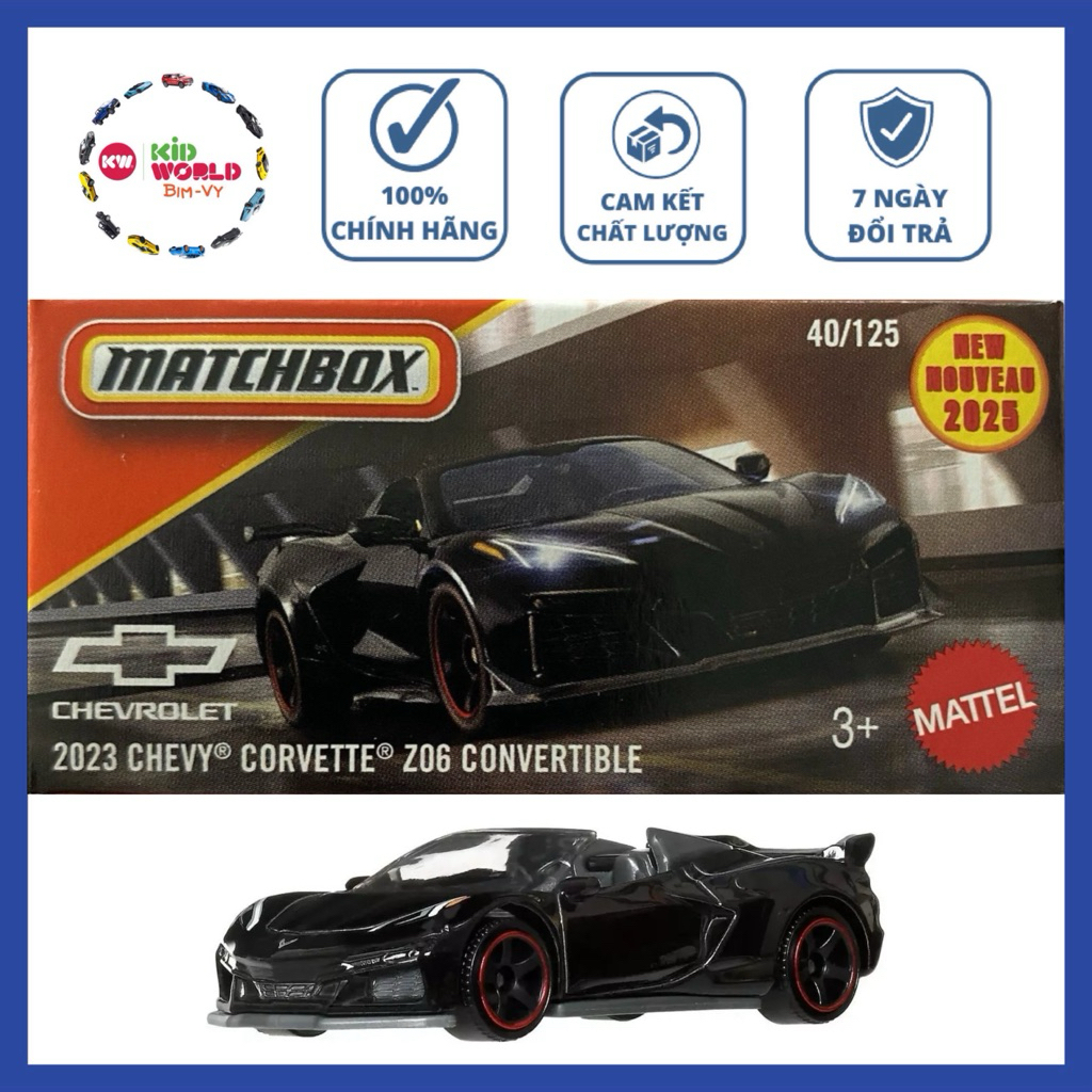 Xe mô hình Matchbox Box 2023 Chevy Corvette Z06 Convertible 40/125.
