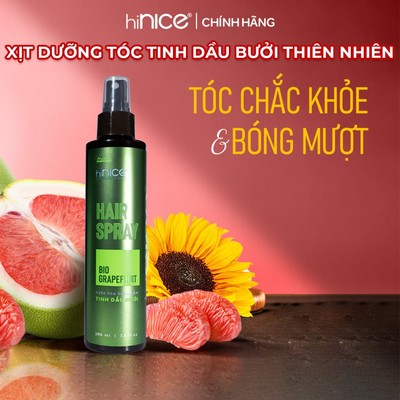 Xịt Dưỡng Ẩm Bảo Vệ Tóc Tinh Dầu Vỏ Bưởi hiNICE Hair Spray Bio Grapefruit Hỗ Trợ Giảm Gãy Rụng