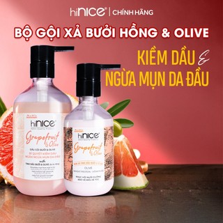  Bộ Gội Xả Tinh Dầu Bưởi Hồng Olive hiNICE Grapefruit & Olive Shampoo Hỗ Trợ Giảm Mụn Da Đầu 