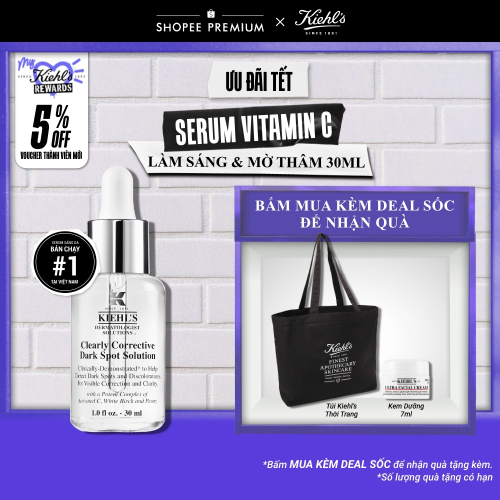  Serum Vitamin C làm sáng da & mờ thâm mụn Kiehl's Clearly CorrectiveTM Dark Spot Solution 30ml 
