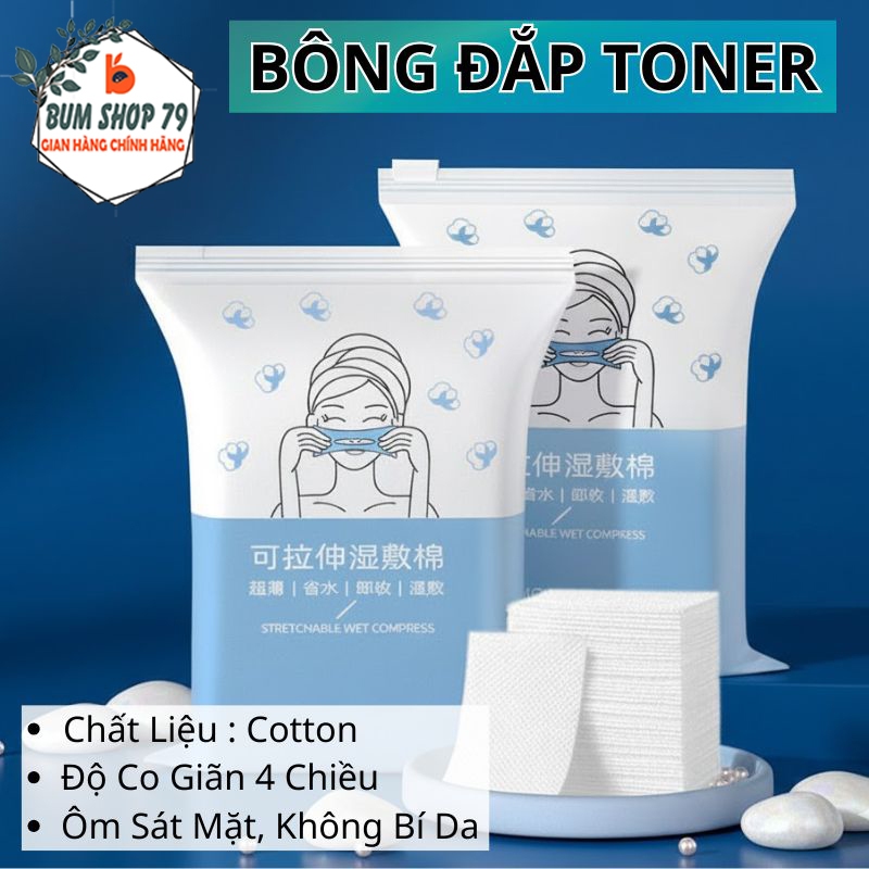 Bông Cotton Đắp Toner Bịch 50/100/200 Bông Co Giãn Ôm Mặt, Bông Đắp Toner Mềm Mịn Không Bí Da