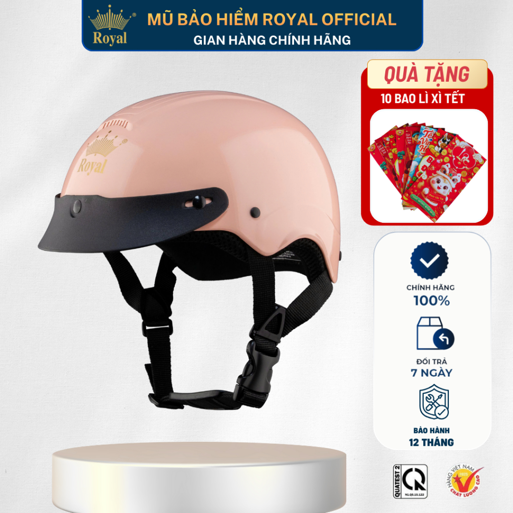 Mũ bảo hiểm Royal Nửa Đầu M103 chính hãng hợp nam nữ, nón bảo hiểm Royal Nhẹ Giá Rẻ