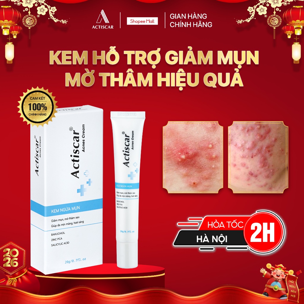  Kem chấm mụn chuyên sâu Actiscar Acnes Cream 20g Cải Thiện Tình Trạng Mụn  mụn mới sẹo 