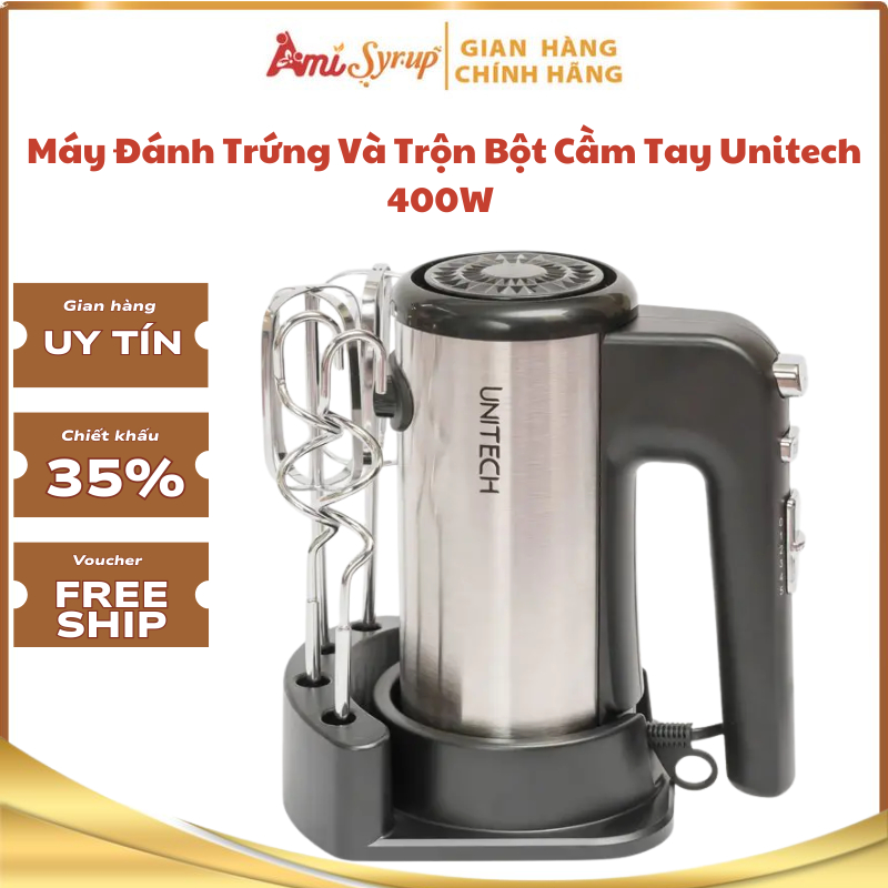 Máy Đánh Trứng Và Trộn Bột Cầm Tay Unitech 400W Thiết Kế Vỏ Inox Không Gỉ Với Công Suất Mạnh