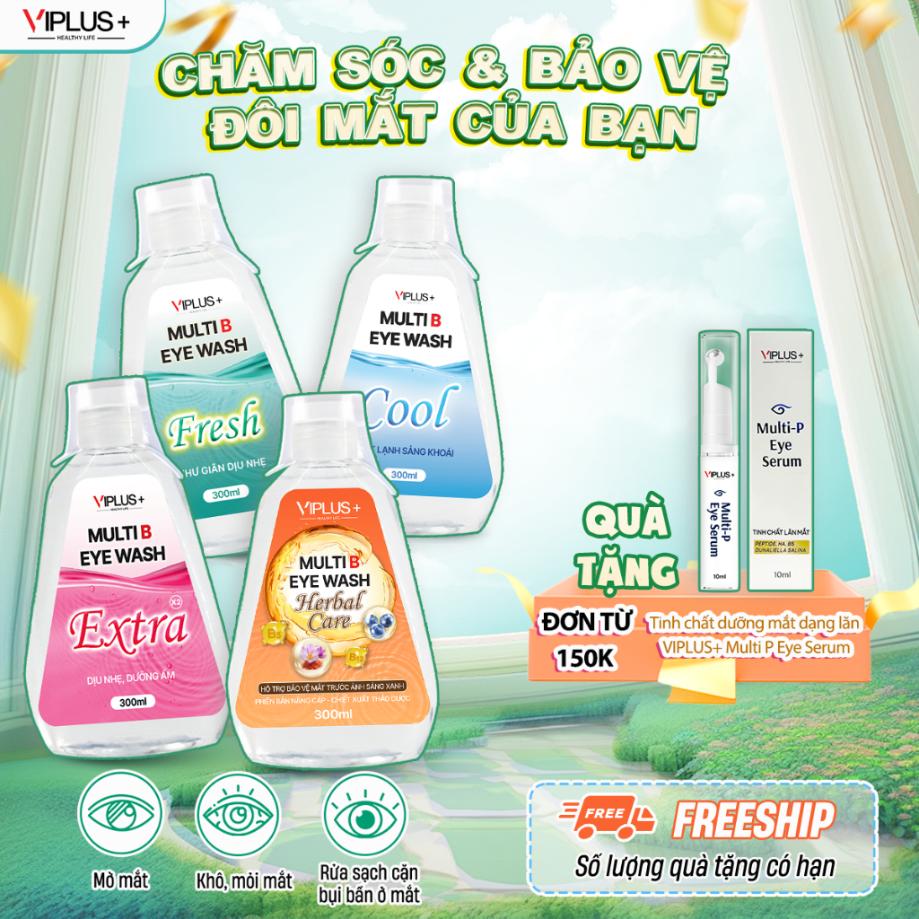 Nước Rửa Mắt VIPLUS+ Multi B Eye Wash Bổ Sung Độ Ẩm, Vitamin Cho Mắt