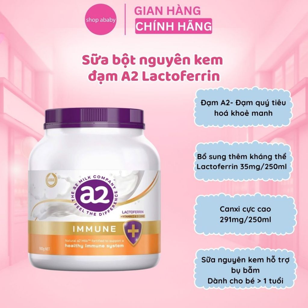 [ABABY 2] Sữa tươi nguyên kem đạm a2 bổ sung Lactoferrin a2 Immune Lactoferirn 900g cho bé >1 tuổi