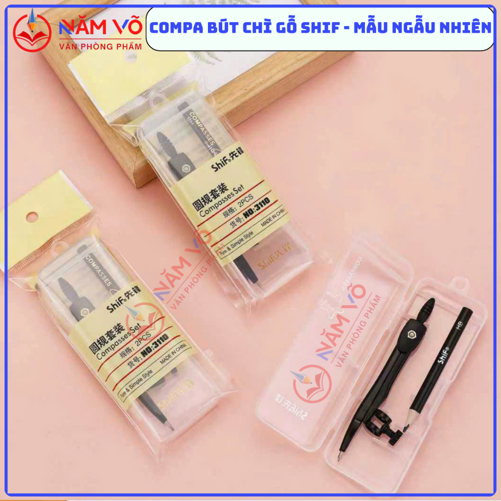 [Đen] COMPA Bút Chì Gỗ/ Compa Kẹp Chì Gỗ Thân Đen SHIF 3110, 3131, 3028 Vẽ Kỹ Thuật Hình Tròn Dành C