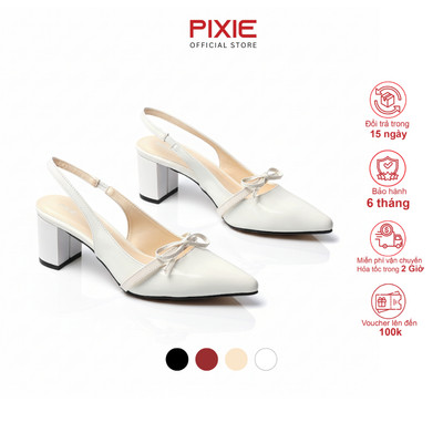 Giày Slingback 5cm Da Bóng Quai Nơ Nhỏ Pixie H374