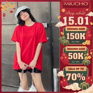  Áo thun form rộng Miucho cotton 2 chiều co giãn dày dặn thoáng mát unisex nhiều màu ATT01 