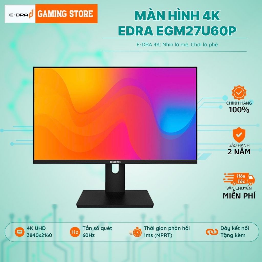 Màn Hình Gaming Đồ họa 4K EDRA EGM27U60P 27Inch IPS 1ms - Chính Hãng BH 2 Năm