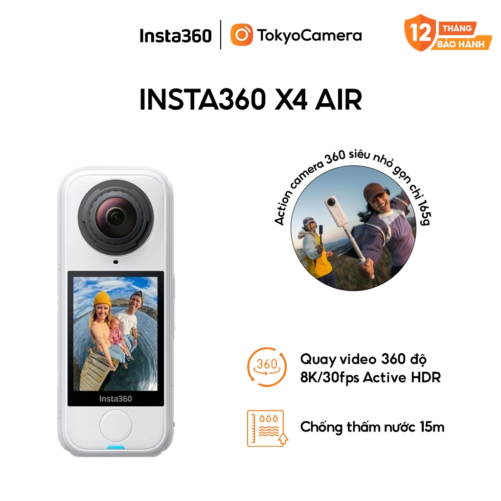 Camera hành trình Insta360 X4 Air ghi hình 360 độ bảo hành chính hãng 12 tháng | BigBuy360 - bigbuy360.vn