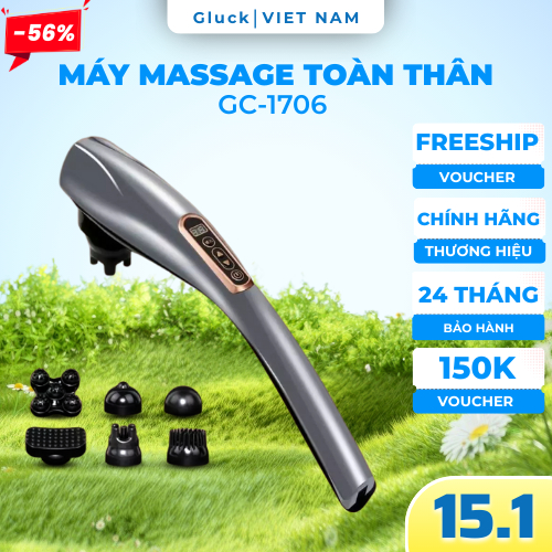 Máy Massage Cầm Tay Đa Năng GLUCK GC-1706 Mát Xa Chuyên Sâu Cổ Vai Gáy Lưng Toàn Thân Giảm Đau Mỏi