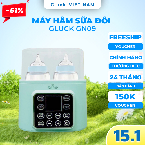 Máy rã đông, Tiệt Trùng Hâm Sữa Bình Đôi Cho Bé GLuck, Đa Năng 8 Chế Độ, Bảo Hành 24 Tháng Từ GLuck