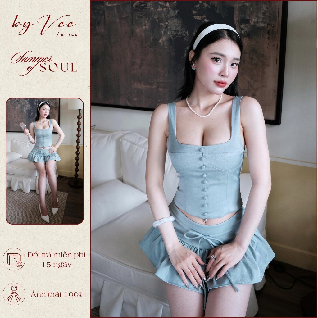 Set áo cúc bọc chân váy Mint Set ByVeeStyle,