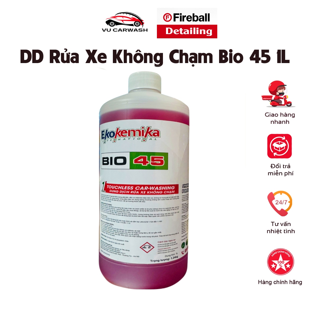 Dung Dịch Rửa Xe Không Chạm Ekokemika Bio 45 1L - Làm Sạch Nhanh, Cho Ô Tô/Xe Máy Chính Hãng