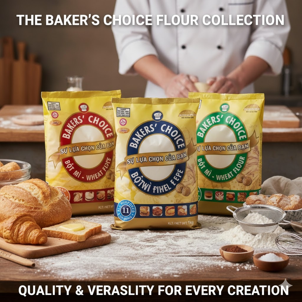 Bột mì Bakerchoi's - Bột đa dụng gói 1kg - Số 8/Số 11/Số 13 - Bánh mì bánh bao tẩm chiên
