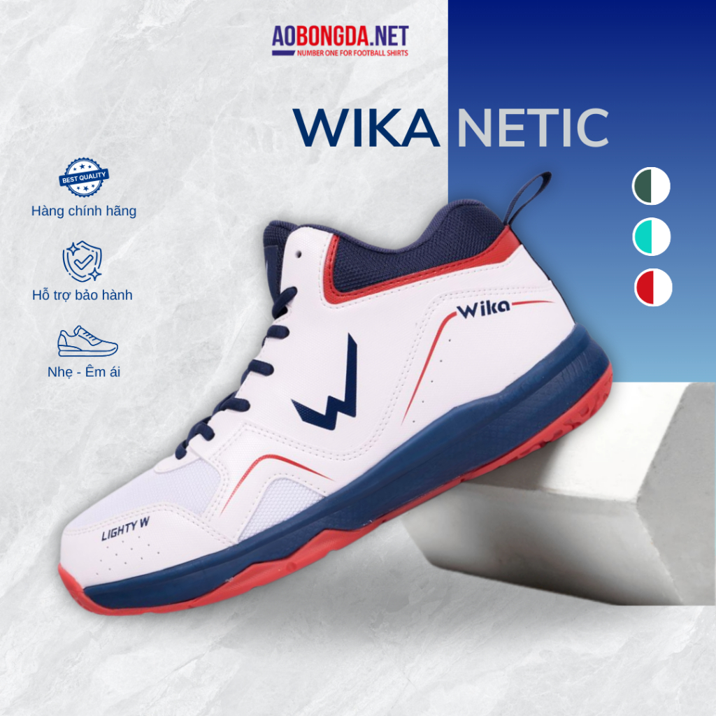 Giày Bóng Chuyền Wika Netic, Giày Wika Bóng Chuyền Thể Thao Bộ Đệm Đế 3 Lớp Kết Hợp Vải Mesh