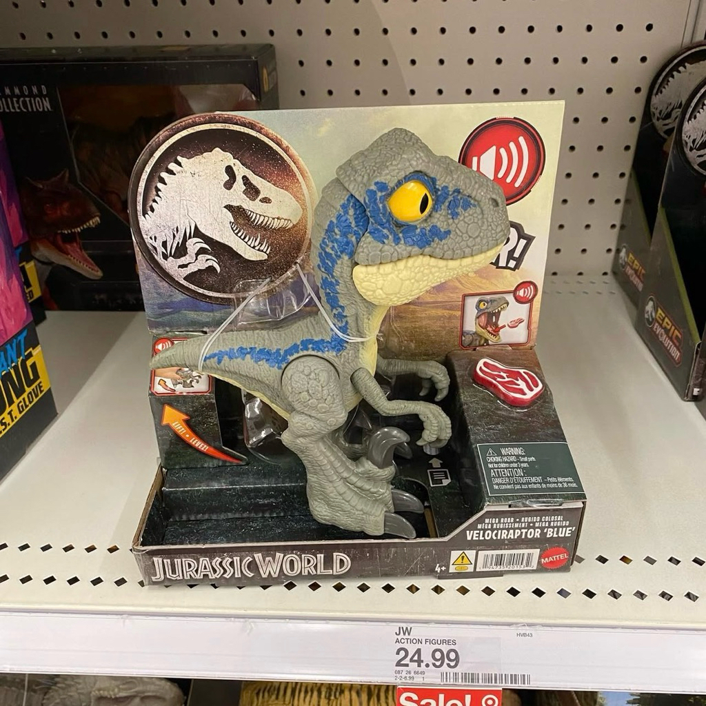 Mô hình khủng long đồ chơi Jurassic World Velociraptor Blue và Allosaurus từ Mattel,quà tặng sưu tầm