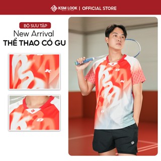 Áo thun thể thao nam co giãn 4 chiều thoáng khí KSMLOOK áo chạy bộ, cầu lông họa tiết in loang AN535