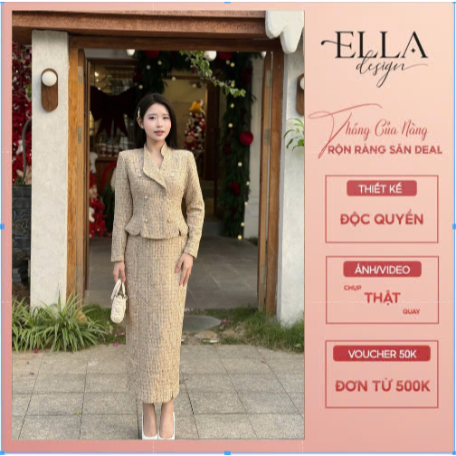 Váy Dạ Đầm Liền Thiết Kế Ella Desgin nữ kiểu dáng váy bút chì, dài tay, cổ bẻ phù hợp mặc đi làm , đ