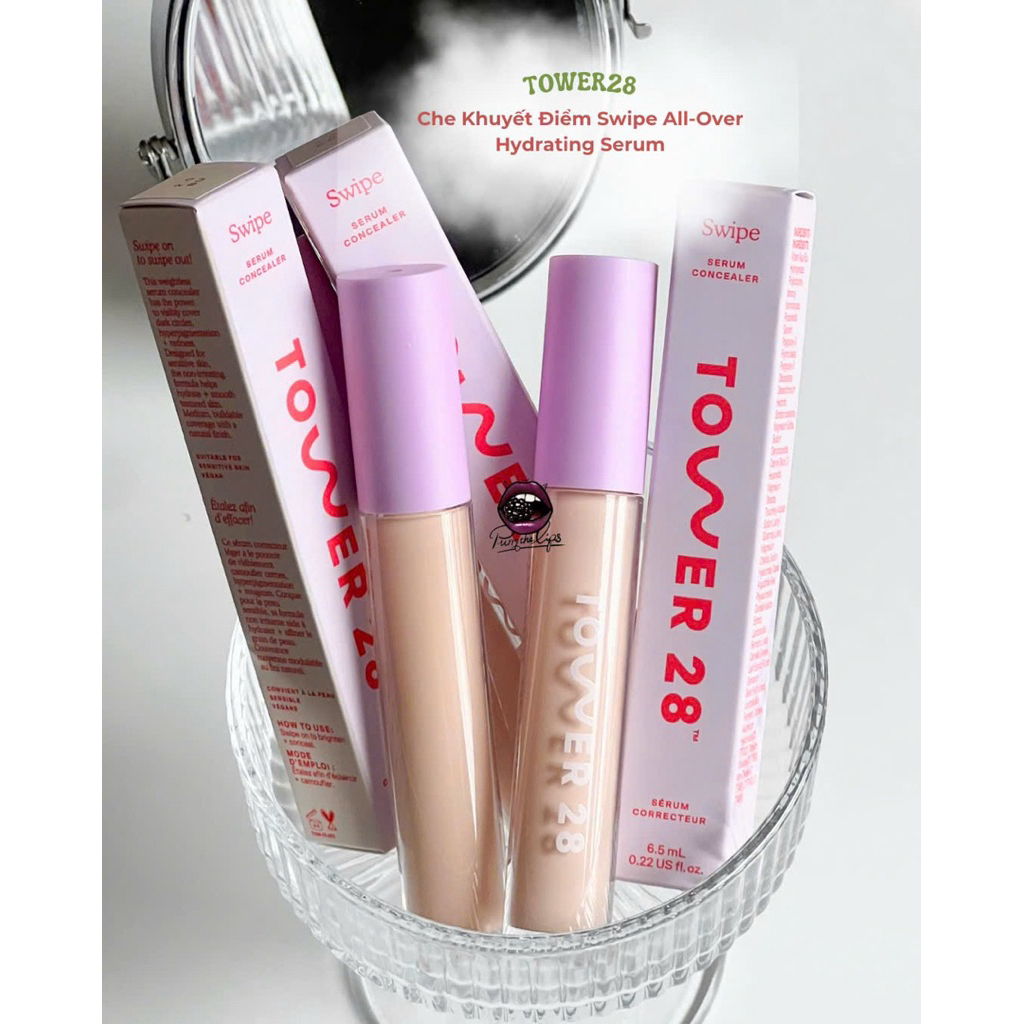 [Hàng chính hãng- Bill Sep] Che khuyết điểm Tower28 Swipe All-Over Hydrating Serum Concealer- 6,5ml