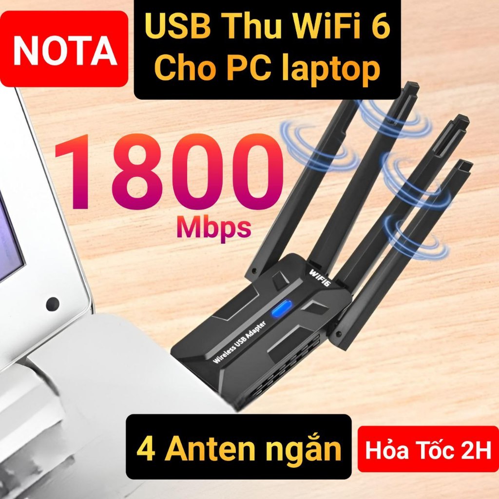 [Hỏa Tốc] USB WiFi Tenda AX300 2.4G và USB WiFi 6 có 4 anten công suất 1800 thu sóng mạnh cho máy tí