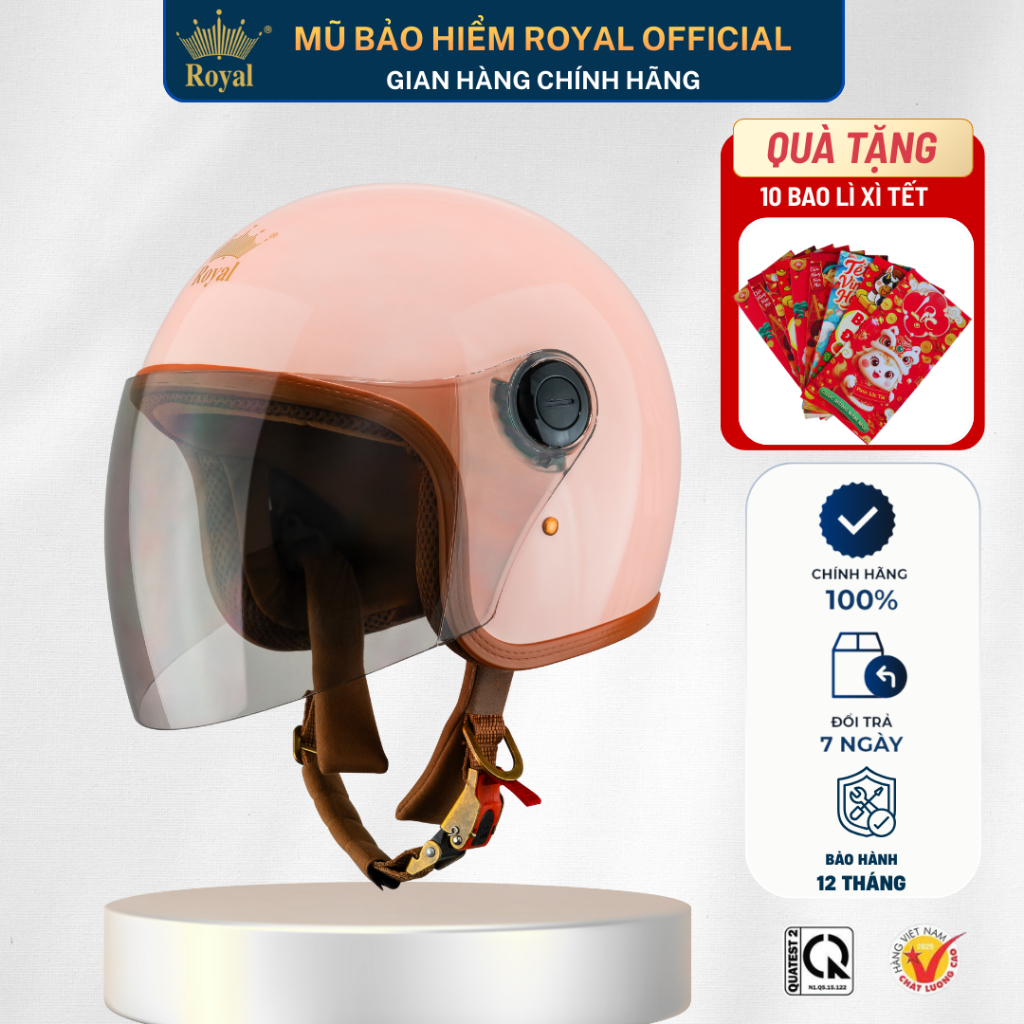Mũ Bảo Hiểm Royal Chính Hãng M339 Nam Nữ , Nón Bảo Hiểm 3/4 Royal Có Kính An Toàn Bảo Hành 12 Tháng
