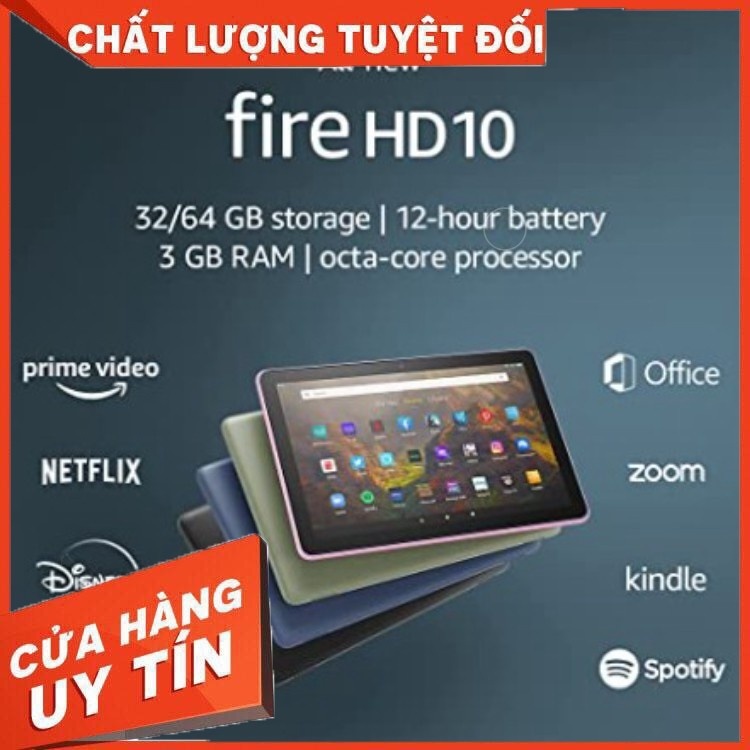 Máy tính bảng Amazon Fire HD 10/Fire HD 10 Plus Bản 2023 – 32GB, RAM 3GB, Full HD - Tony US Mart