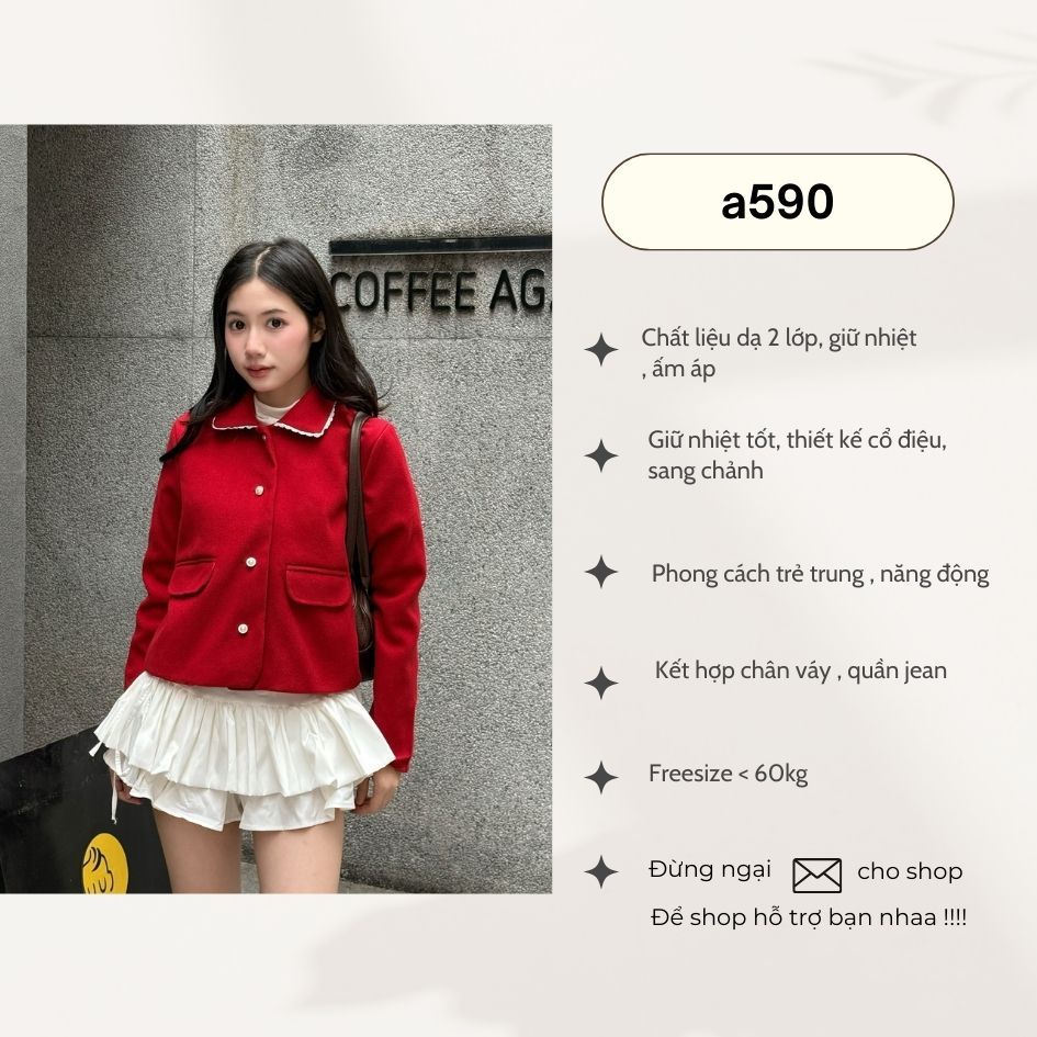 Áo Khoác Dạ Ép  2 Lớp Dáng Ngắn Cổ Phối Ren Sang Chảnh Form Ôm Nhẹ -29feb.closet- a590 | BigBuy360 - bigbuy360.vn