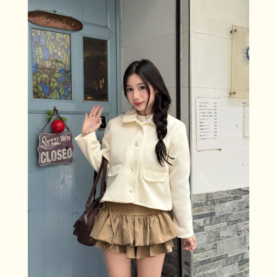 Áo Khoác Dạ Ép  2 Lớp Dáng Ngắn Cổ Phối Ren Sang Chảnh Form Ôm Nhẹ -29feb.closet- a590 | BigBuy360 - bigbuy360.vn