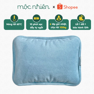  Túi chườm nóng   Túi sưởi ấm Huaiken màu xanh Blue giữ ấm 6 giờ 6 lớp nhung mịn sạc chống cháy cao cấp 