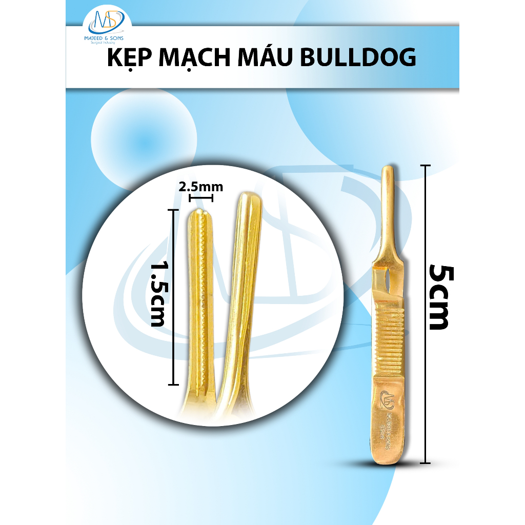 Kẹp mạch máu bulldog thẳng 5cmx2.5mm (5cm D1.5cm R2.5mm)