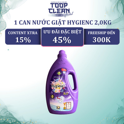 Can Nước Giặt Đậm Đặc HygienC Plus 2.0 Kg/Can  - Hương Nước Hoa, Sạch Vết Bẩn, Hàng Chính Hãng