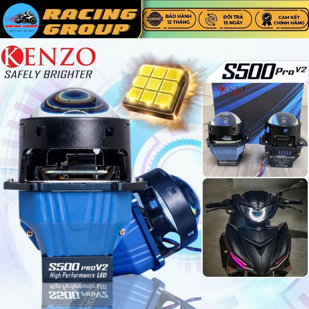 Kenzo S500 Pro V2, Đèn Bi Cầu Led Kenzo S500 Pro V2 Bản Nâng Cấp 2025 Công Suất 70W - Bảo Hành 2 Năm