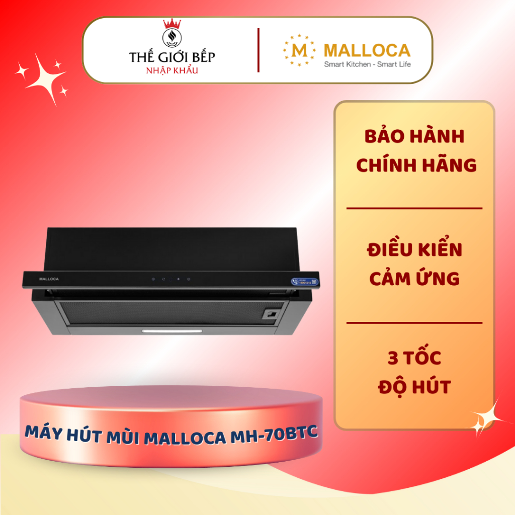 Máy hút mùi malloca MH-70BTC Âm Tủ, Hiện Đại, Công Suất Cao