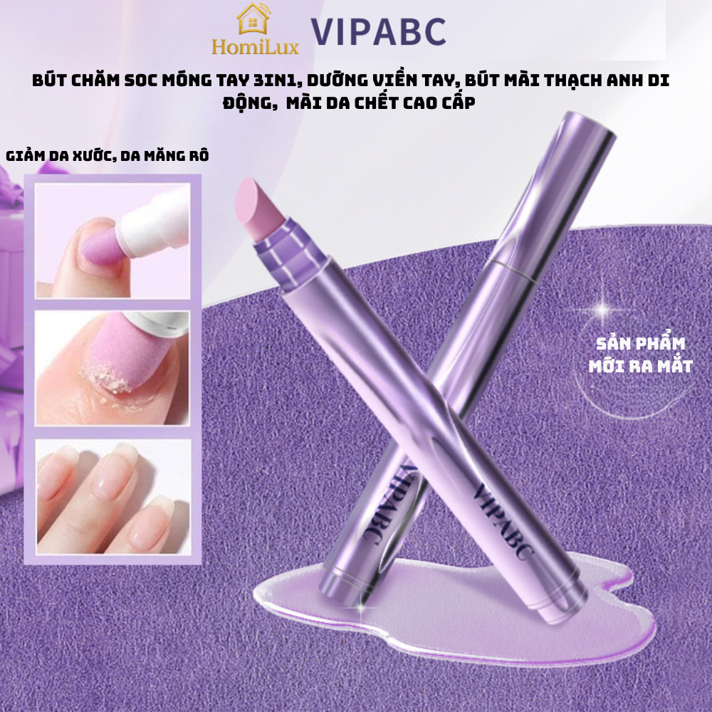 Bút Dưỡng Móng, Tẩy Tế Bào Chết 3in1 VIPABC, Mài Nhẹ, Dưỡng Móng, Làm Đẹp Da Viền, Tiện Lợi Mang Theo, Hương Hoa Dịu Nhẹ