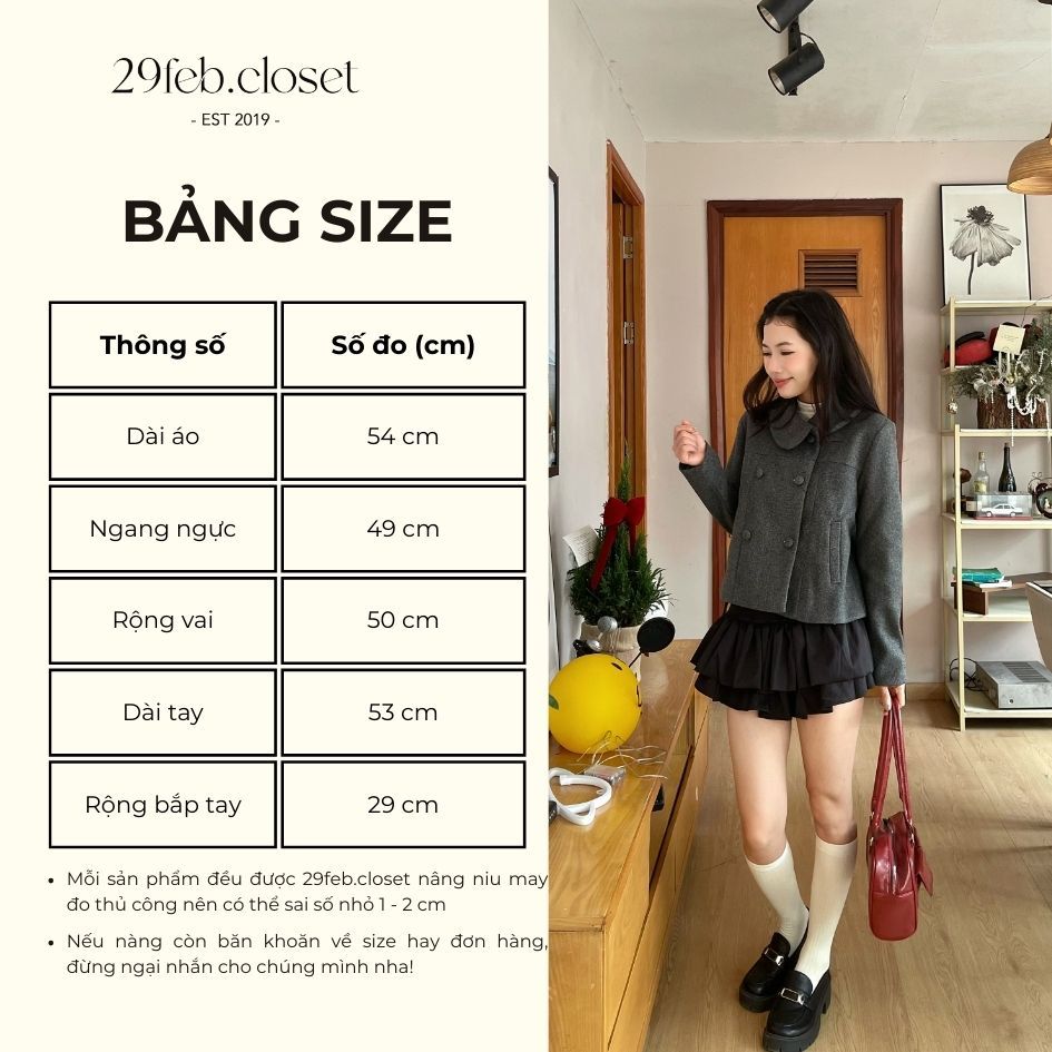 Áo Khoác Dạ Ép 2 Lớp Thiết Kế Cổ Điệu Dài Tay Thu Đông - 29feb.closet- a591 | BigBuy360 - bigbuy360.vn