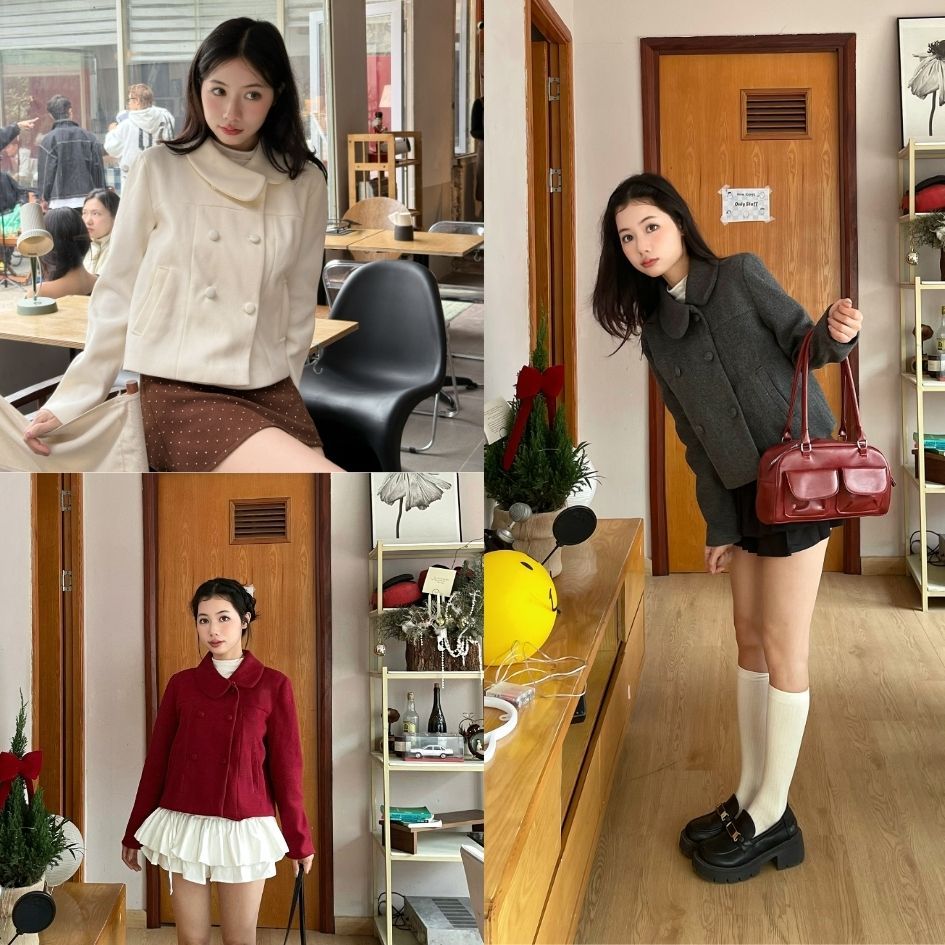 Áo Khoác Dạ Ép 2 Lớp Thiết Kế Cổ Điệu Dài Tay Thu Đông - 29feb.closet- a591 | BigBuy360 - bigbuy360.vn