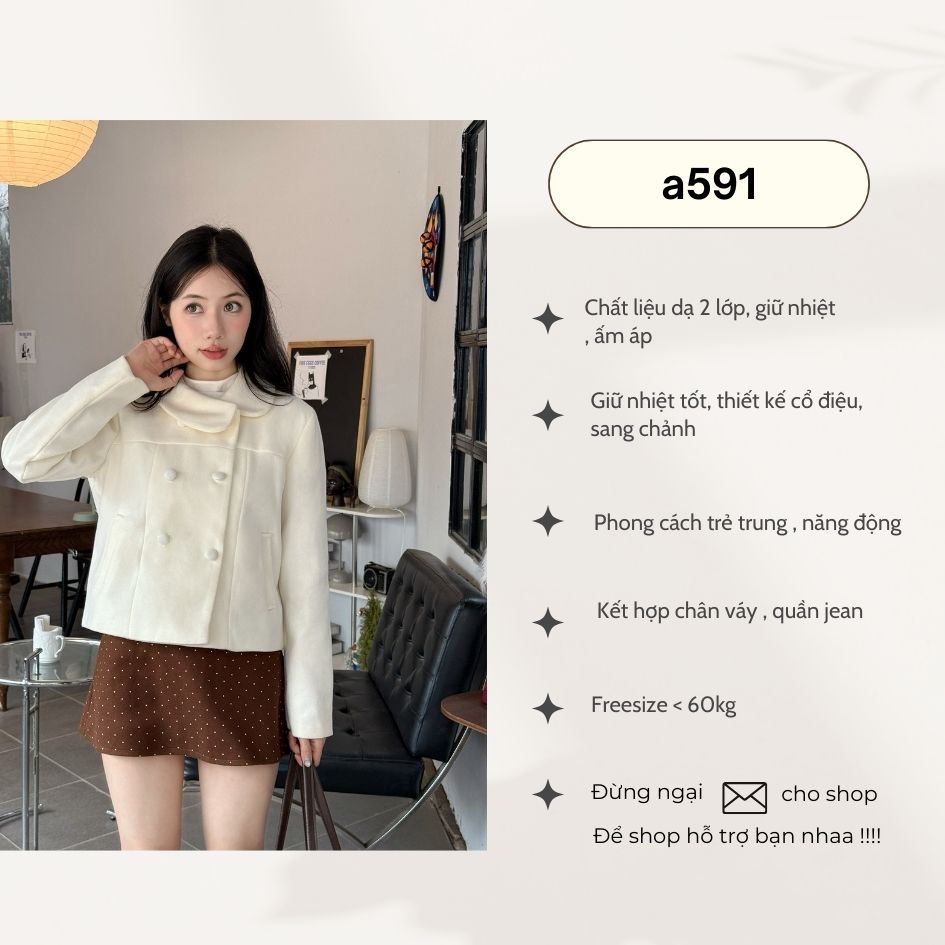 Áo Khoác Dạ Ép 2 Lớp Thiết Kế Cổ Điệu Dài Tay Thu Đông - 29feb.closet- a591 | BigBuy360 - bigbuy360.vn