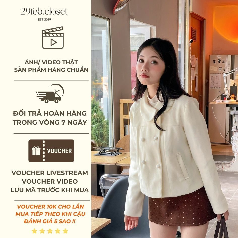 Áo Khoác Dạ Ép 2 Lớp Thiết Kế Cổ Điệu Dài Tay Thu Đông - 29feb.closet- a591 | BigBuy360 - bigbuy360.vn