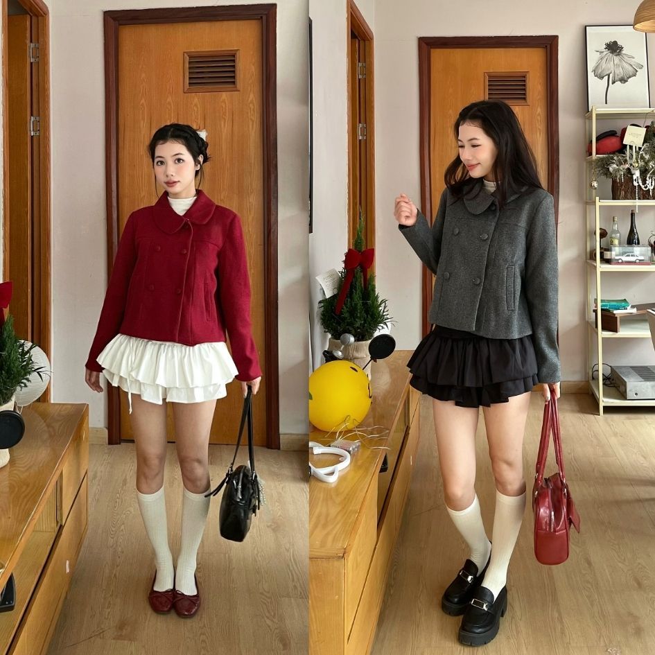 Áo Khoác Dạ Ép 2 Lớp Thiết Kế Cổ Điệu Dài Tay Thu Đông - 29feb.closet- a591 | BigBuy360 - bigbuy360.vn