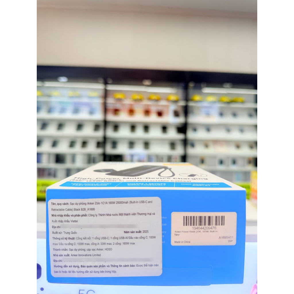 Pin sạc dự phòng 25000mAh PD QC 3.0 165W Anker Zolo A1695 kèmcáp dây rút Type C- Hàng Chính Hãng VN | BigBuy360 - bigbuy360.vn