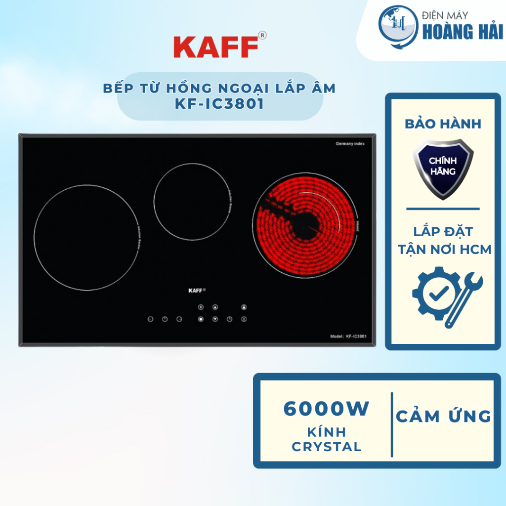 KF-IC3801 | Bếp từ hồng ngoại 3 vùng nấu âm KAFF KF-IC3801 6000W - Chính Hãng