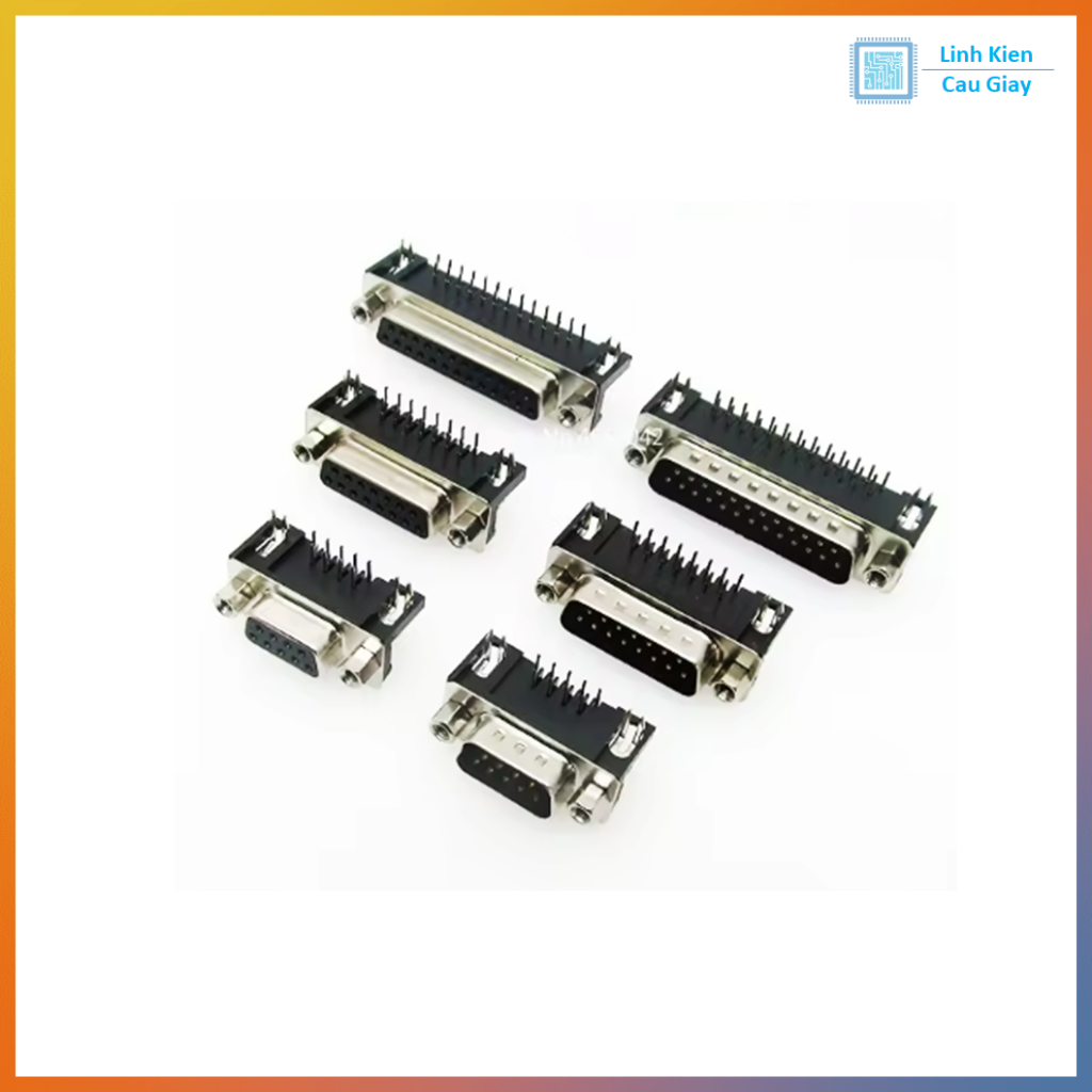 Đầu DB đực cái chân hàn cong DB9, DB15, DB25, DB37