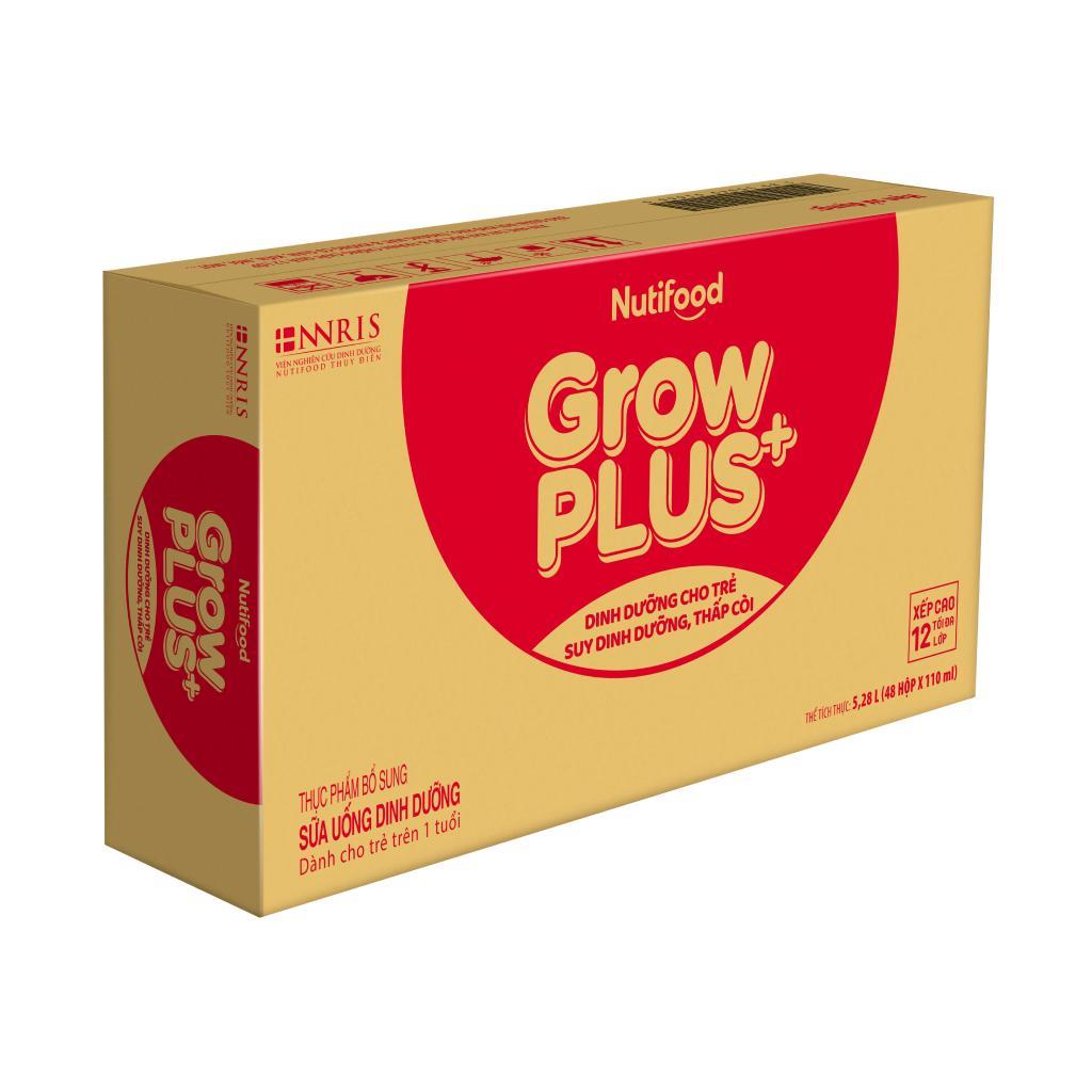 Sữa Nutifood Grow Plus+ 110ml Vani | Dinh dưỡng cho trẻ suy dinh dưỡng thấp còi | Thùng 48 hộp