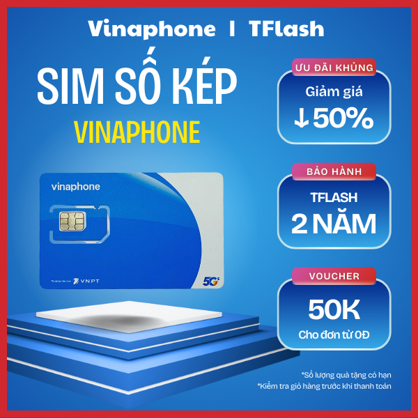 Sim Vinaphone SỐ KÉP 60GB/tháng, 1500 phút gọi nội mạng, 50 phút gọi ngoại mạng