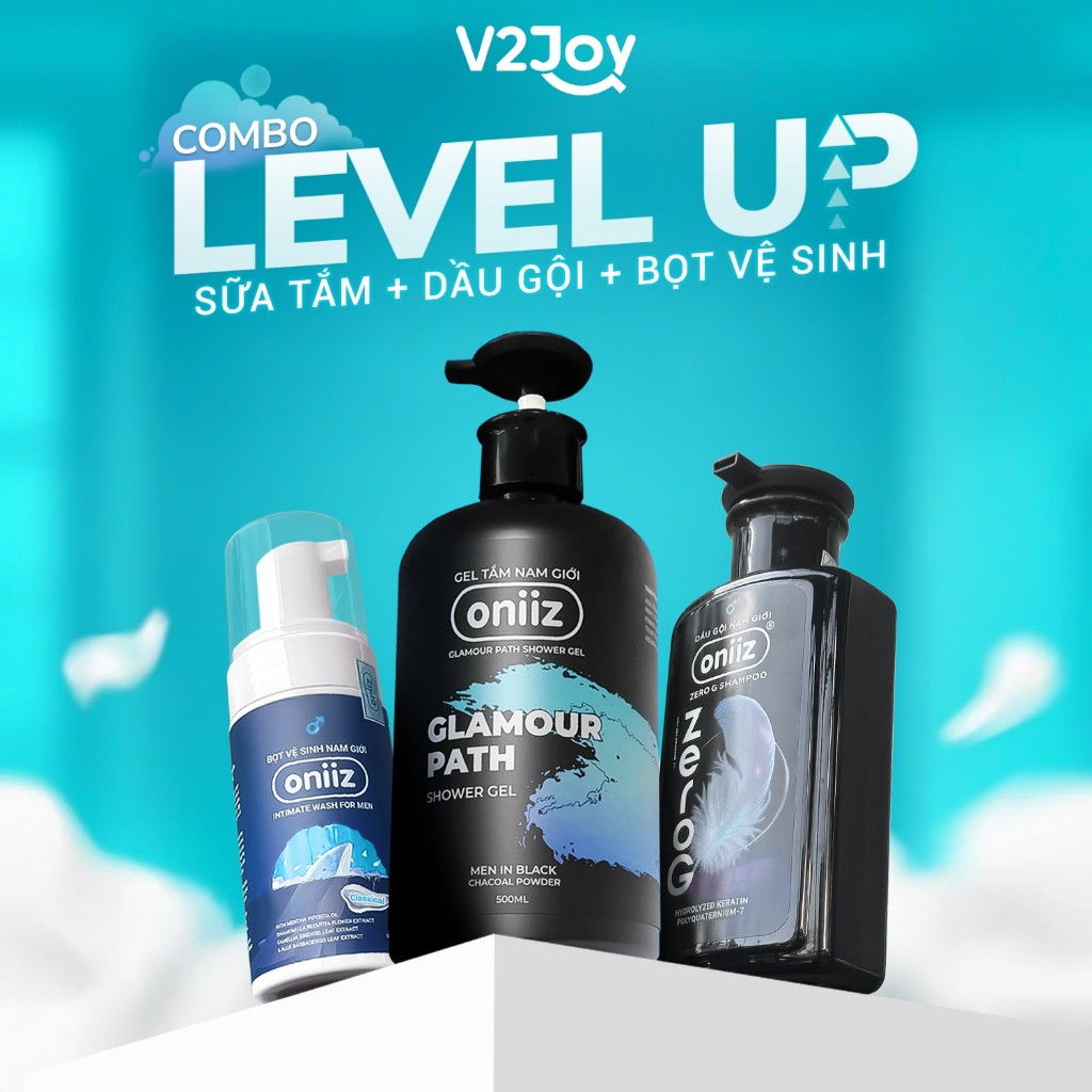 Combo Level Up - Bọt vệ sinh nam giới, Sữa tắm hương nước hoa Oniiz, Dầu gội nam tính mới